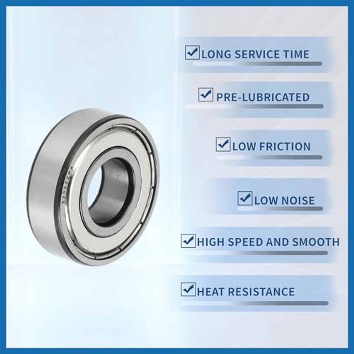 6203zz deep groove ball bearings p5 17x40x12mm lubricated bearings double metal seal silver tone scooter skateboard wheel pack of 10