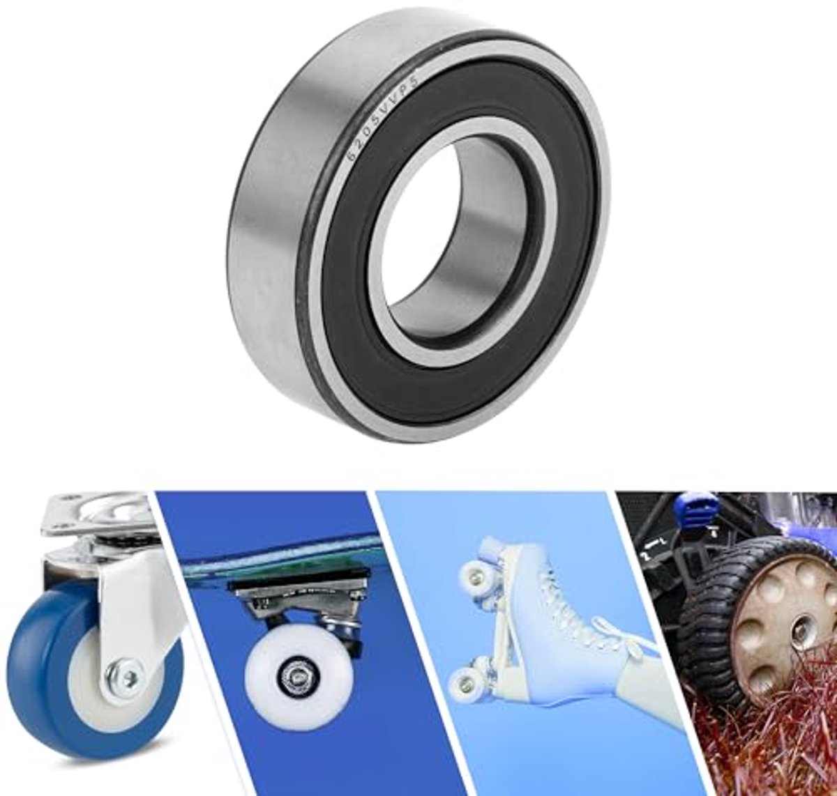 6205vv deep groove ball bearings p5 25x52x15mm lubricated bearings double rubber seal black silver tone scooter skateboard wheel