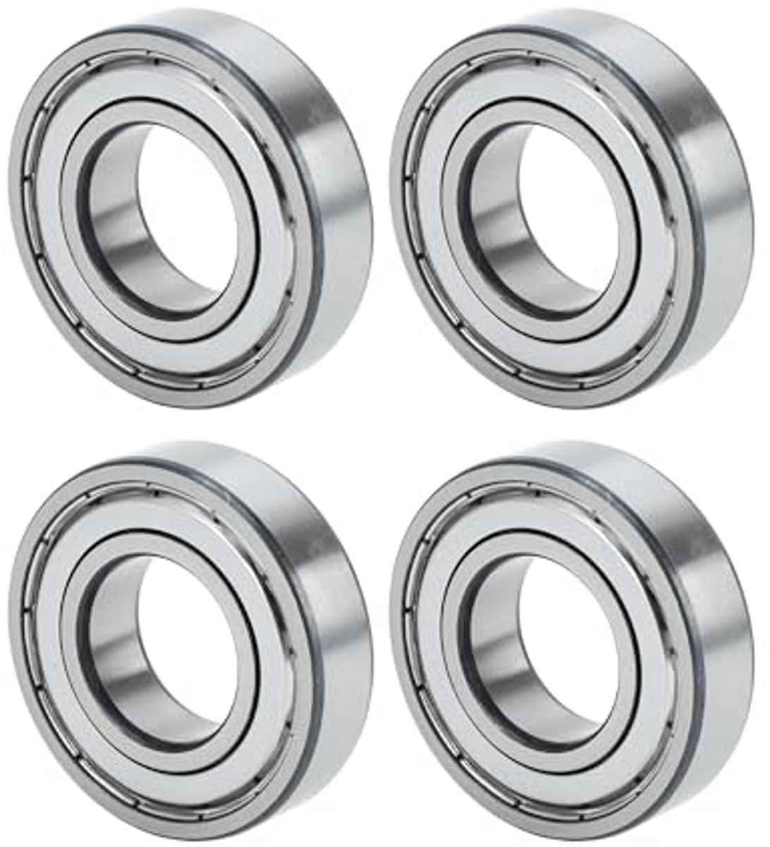 6206zz deep groove ball bearings p6 30x62x16mm lubricated bearings double metal seal silver tone scooter skateboard wheel pack of 4