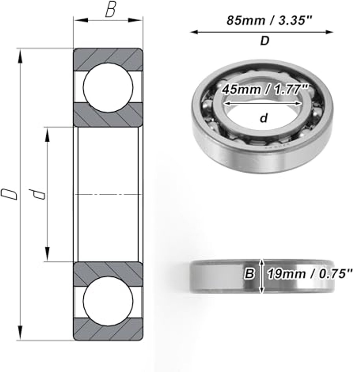 6209 deep groove ball bearings p5 45x85x19mm gesmeerde lagers open type zilverkleurig scooter skateboard wiel