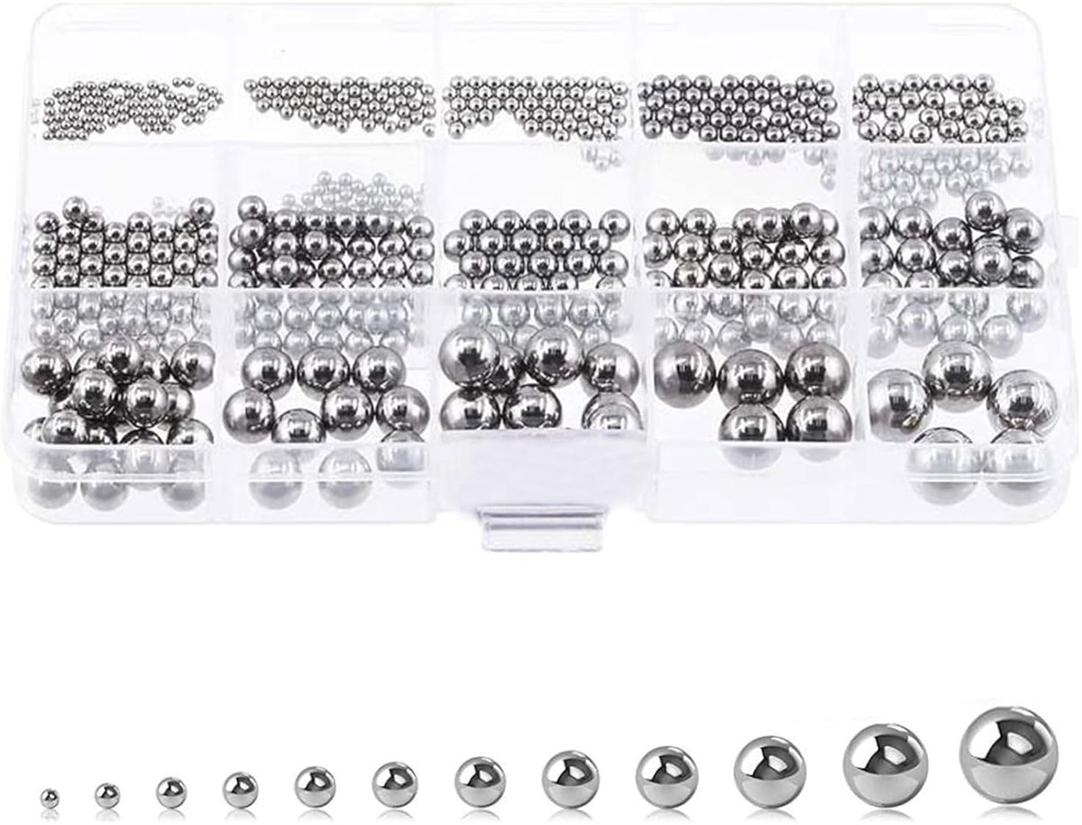 620pcs 12 sizes rvs precisie kogellagers kogellagers stalen ballen voor fiets wielen reserveonderdelen