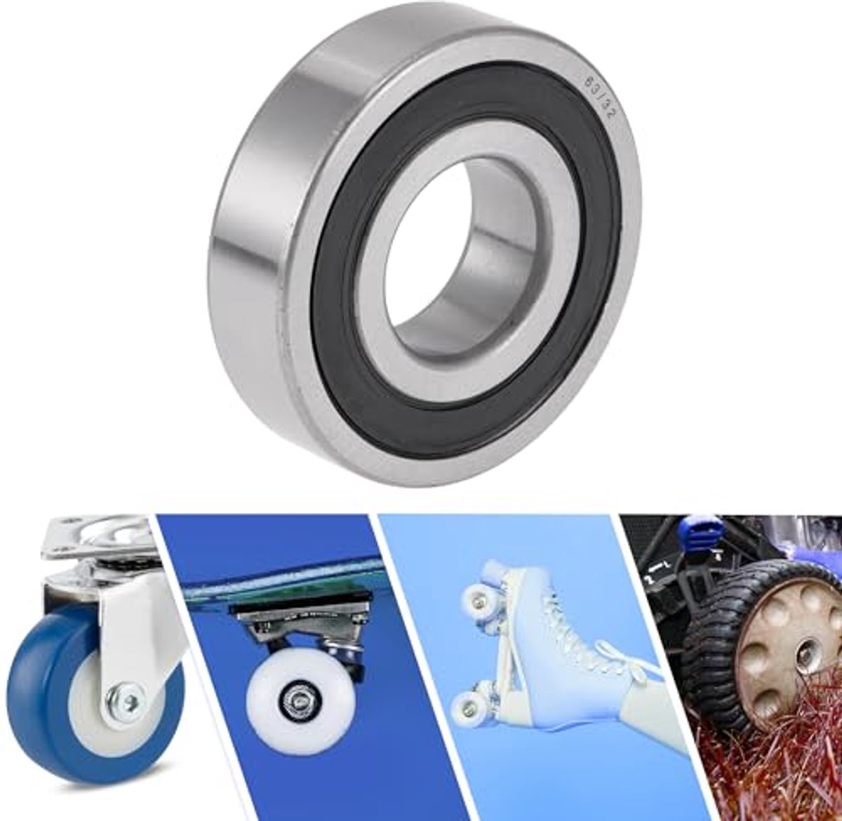 63 32ddu deep groove ball bearings lubricated bearings double rubber seal 32x75x20mm black silver tone