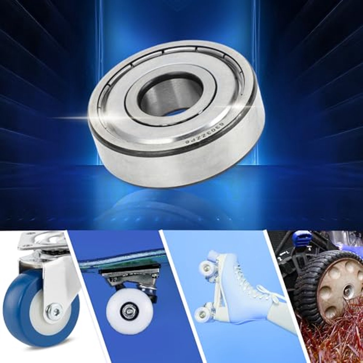 6303zz diepe groef kogellagers p6 17x47x14mm gesmeerde lagers dubbele metalen afdichting zilverkleurig scooter skateboard wiel