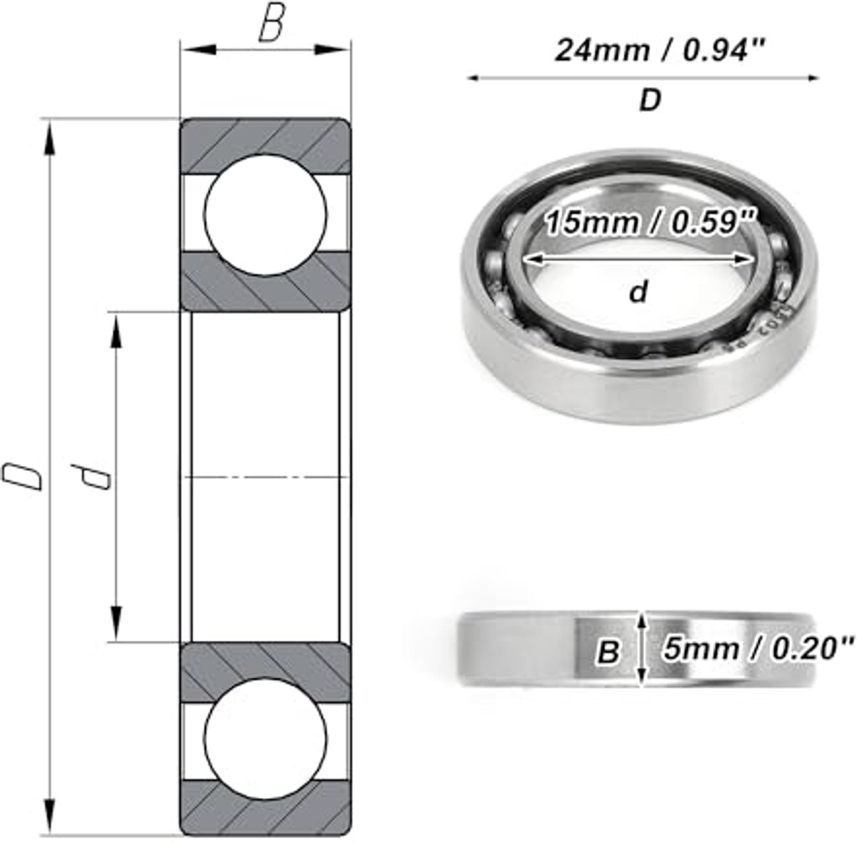 6802 deep groove ball bearings p6 15x24x5mm lubricated bearings open type silver tone scooter skateboard wheel
