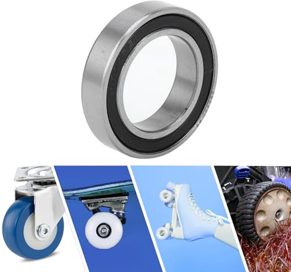 6804dd deep groove ball bearings p0 20x32x7mm lubricated bearings double rubber seal black silver tone scooter skateboard wheel