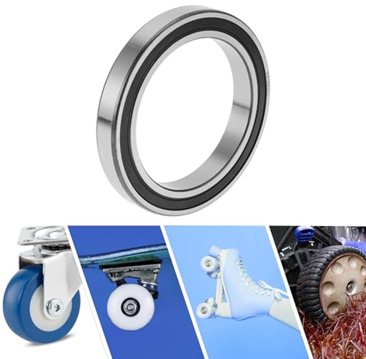 6919ddu deep groove ball bearings lubricated bearings double rubber seal 95x130x18mm black silver tone