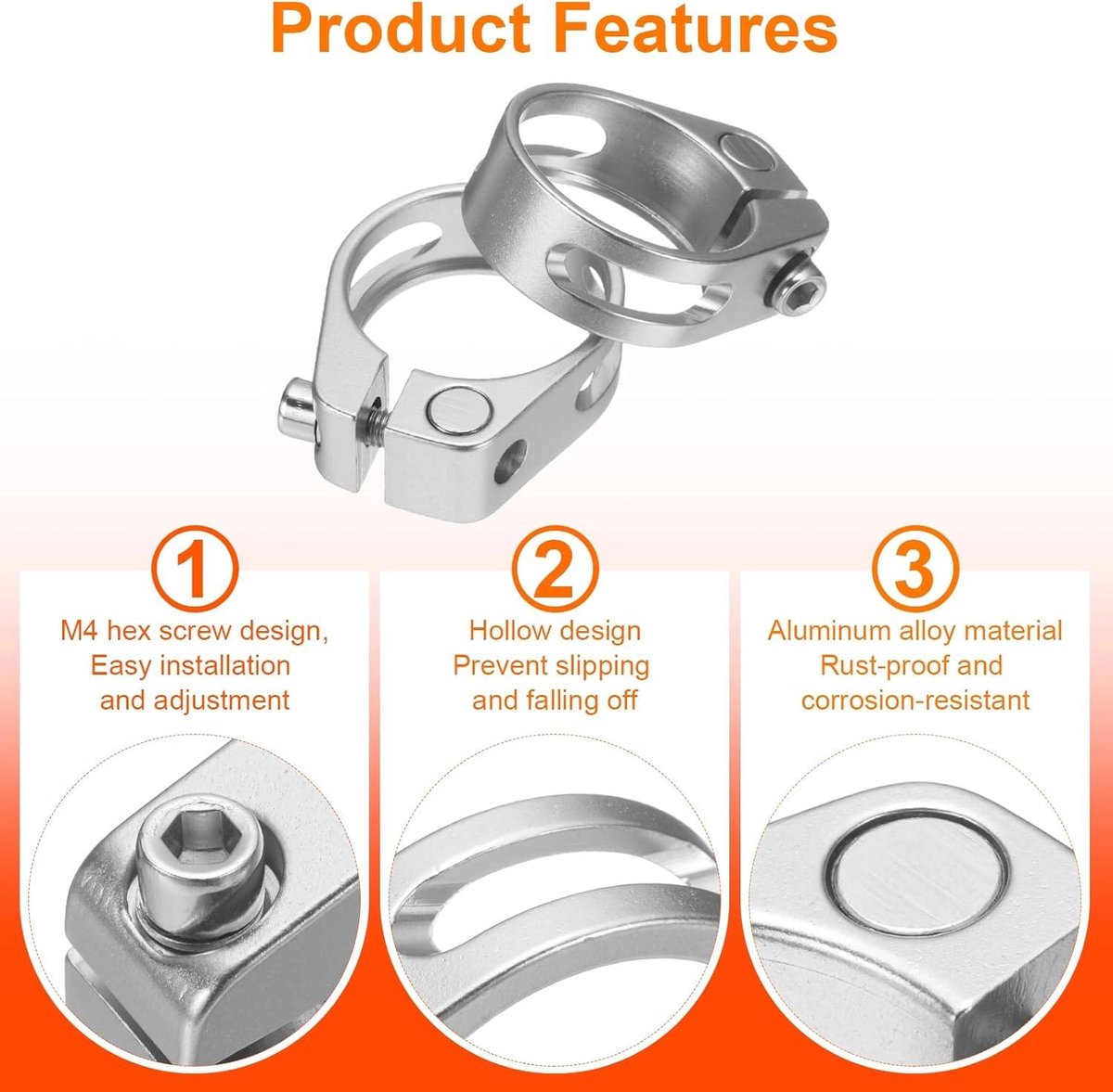 Allecta - Fietszadelsteunklem 28,6 mm aluminiumlegering M4-binnenzeskantschroef - fiets, mountainbike, racefiets: zilver. Fiets kopen online