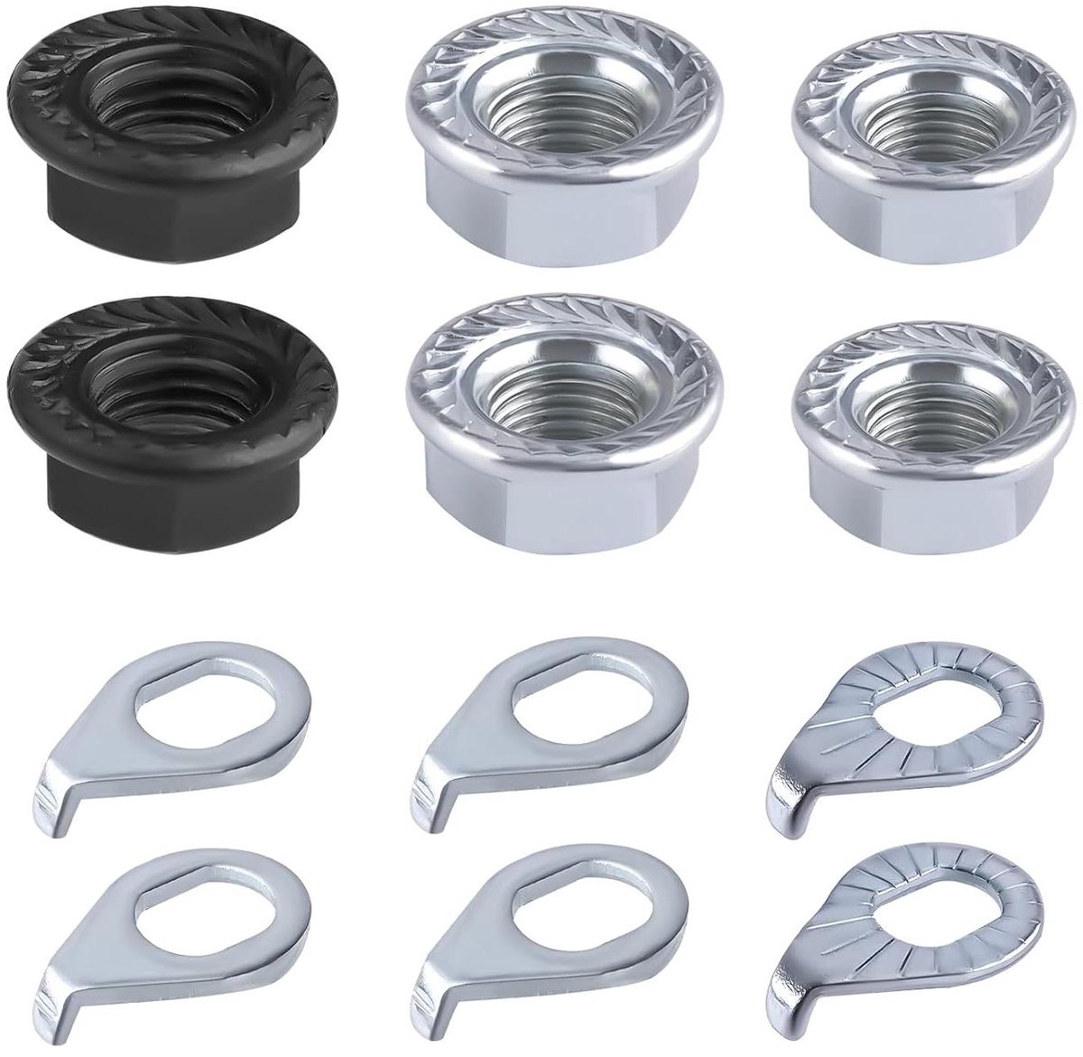 allecta set van 12 fietswiel moeren en veiligheidsringen van koolstofstaal m8 m9 5 m10 fietsaccessoires voor mountainbike voor en achterwiel