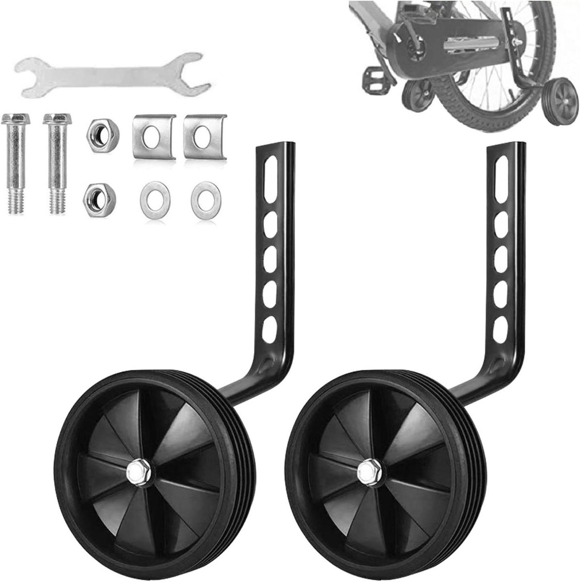 Allecta - Trainingswielen voor kinderfiets - Stabilisatoren - Set van 2 - Geschikt voor 12, 14, 16, 18, 20 inch - Enkele snelheid Kinderfiets kopen online