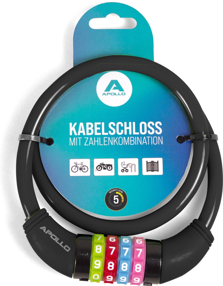 apollo kinderfietsenslot ook voor scooters en loopfietsen eenvoudig cijferslot voor kinderen licht en veilig scooterslot met code zonder sleutel ideaal scooter fietsaccessoire