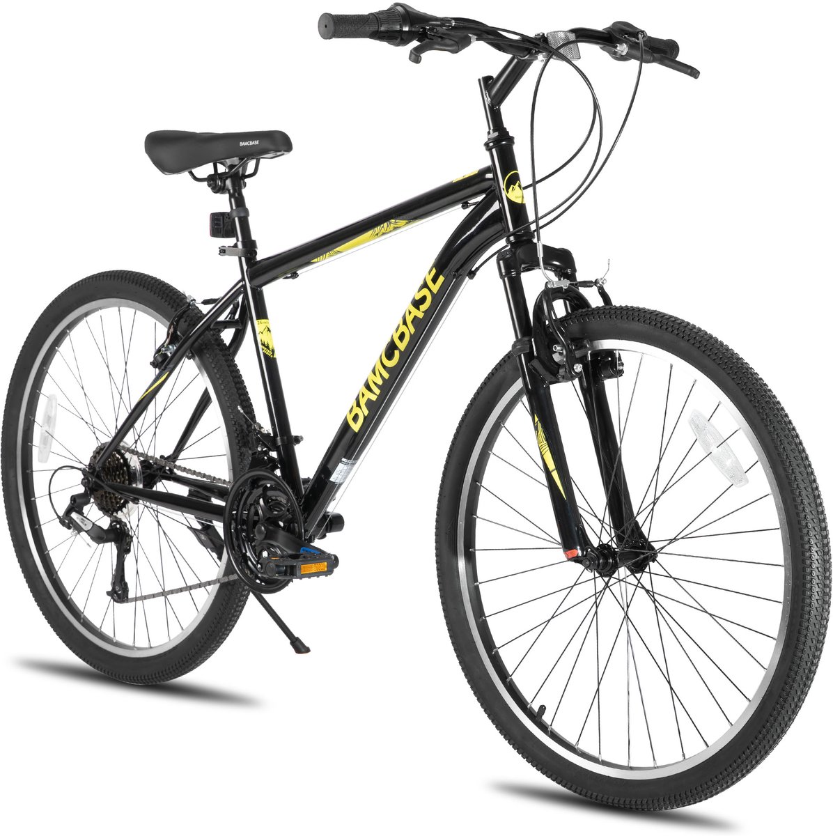 bamcbase mountainbike 27 5 inch 21 versnellingen hardtail mtb voor heren dames v brakes zwart