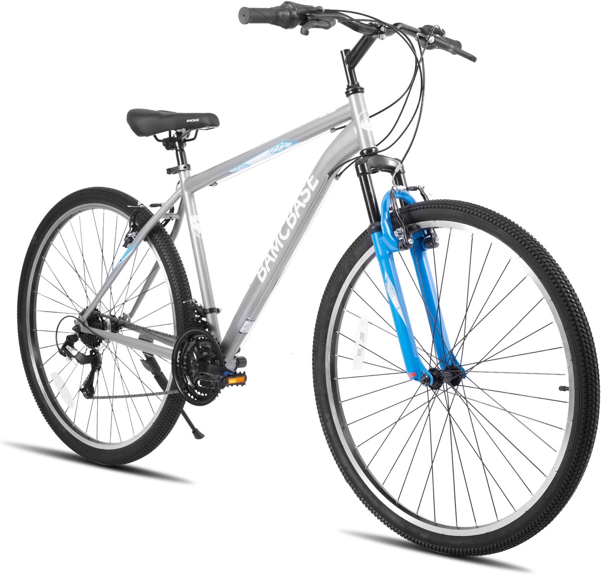 bamcbase mountainbike 29 inch 21 versnellingen hardtail mtb voor heren dames v brakes grijs