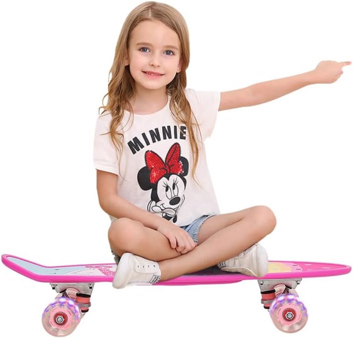 beginners skateboard kinderen met led lichtwielen unicorn design