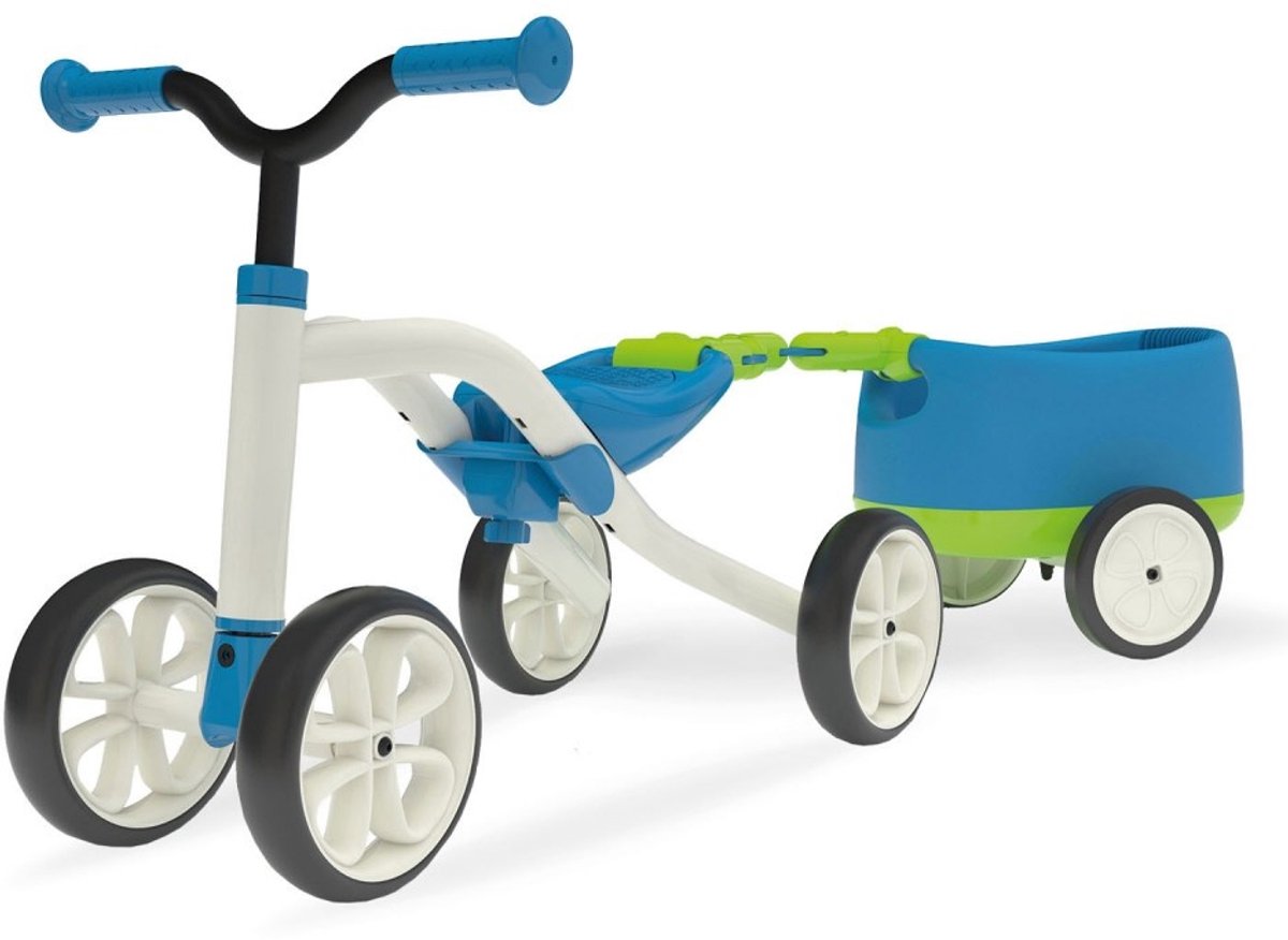 Chillafish Quadie+Trailie Blue - Looptrainer - 1-3 Jaar - Vier Wielen Looptrainer kopen online