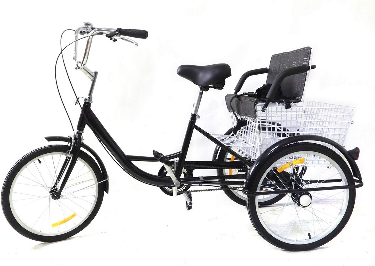 Comfortabele Driewieler voor Volwassenen met Groot Mand en Kinderzitje Driewieler kopen online