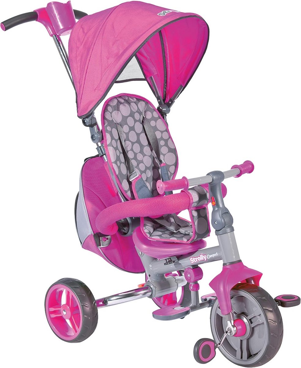 Compacte 3-in-1 Driewieler en Kinderwagen met Duwstang en Zonnedak Driewieler kopen online