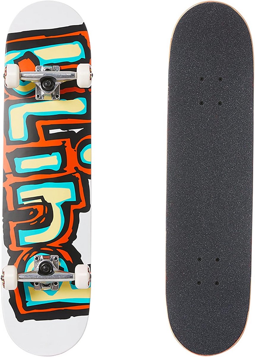 compleet skateboard 7 75 inch wit blauw inclusief trucks en wielen geschikt voor beginners