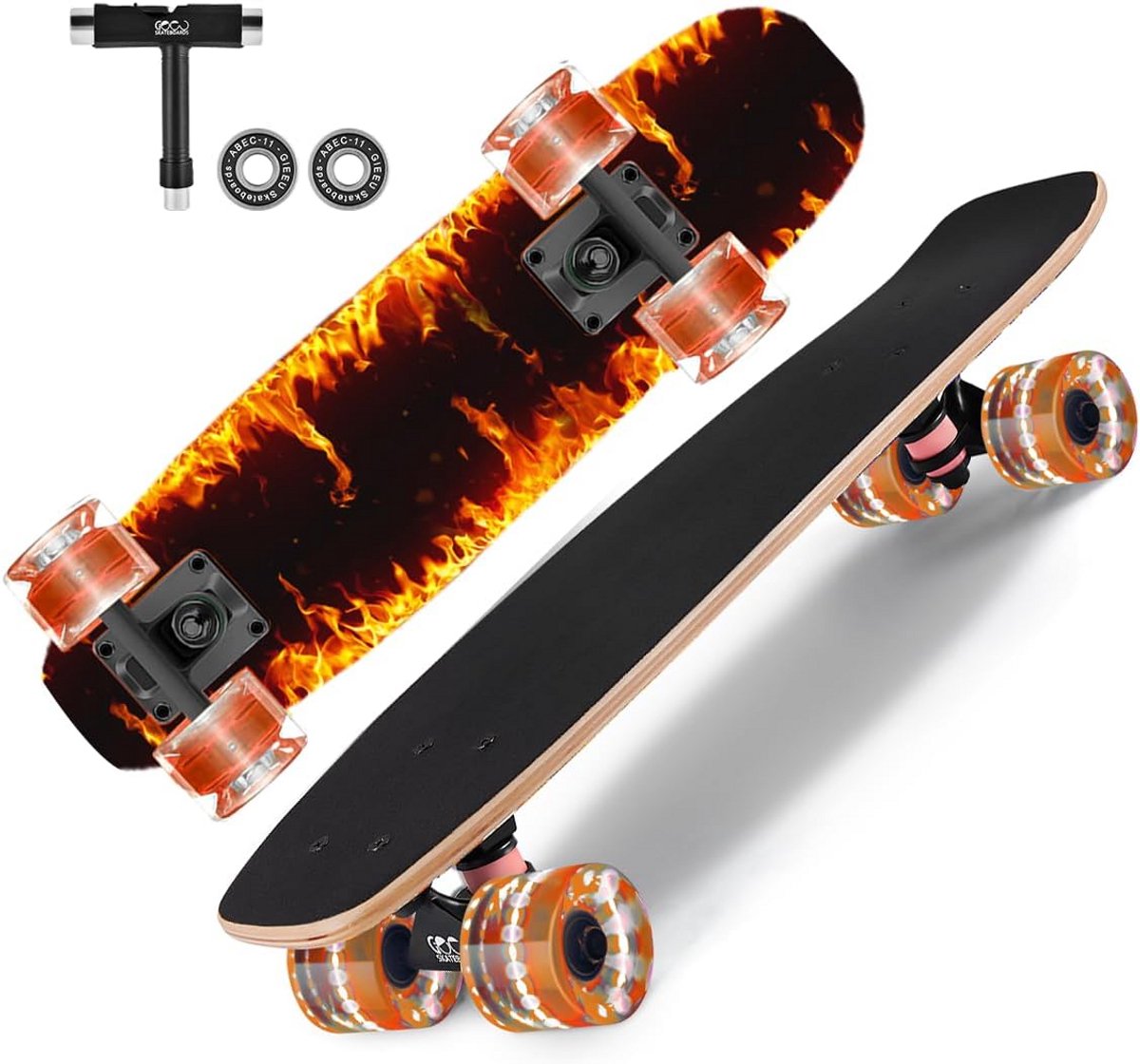 compleet skateboard met kleurrijke lichtgevende wielen voor beginners en gevorderden