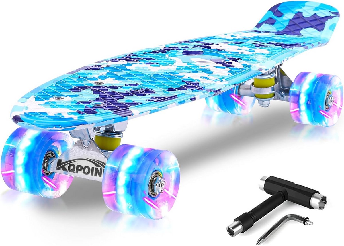 compleet skateboard mini cruiser 55 cm voor kinderen jongens meisjes beginners met knipperende wielen