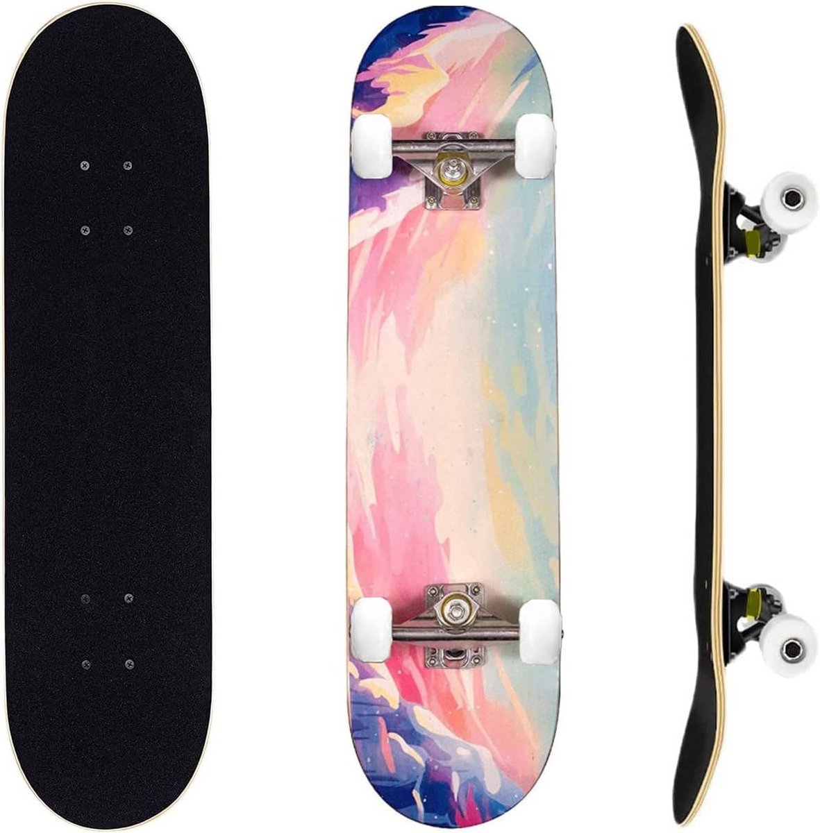 compleet skateboard voor beginners en gevorderden 80x20 cm dubbele kick concave deck