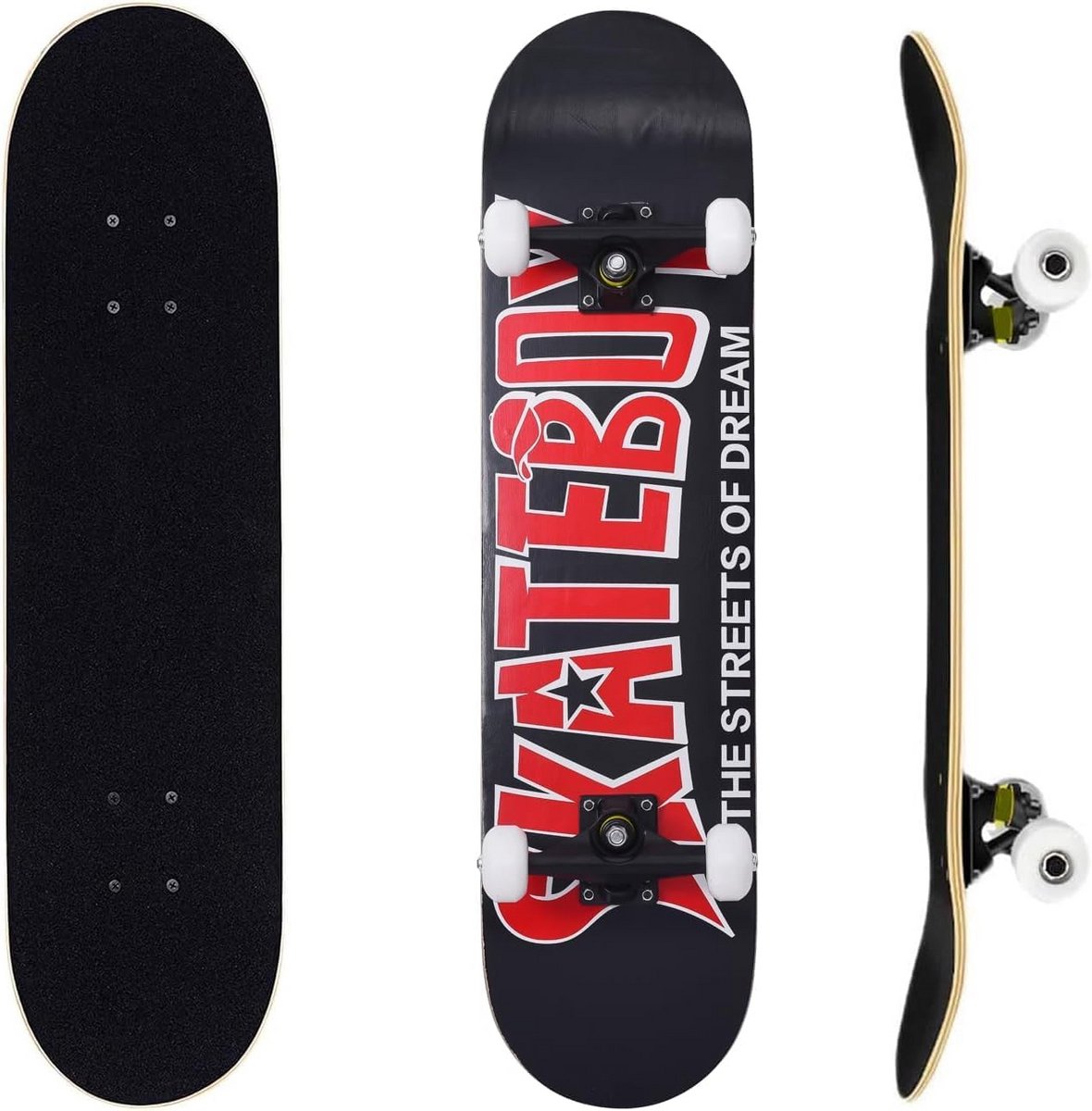 compleet skateboard voor beginners en volwassenen 80x20 cm double kick deck