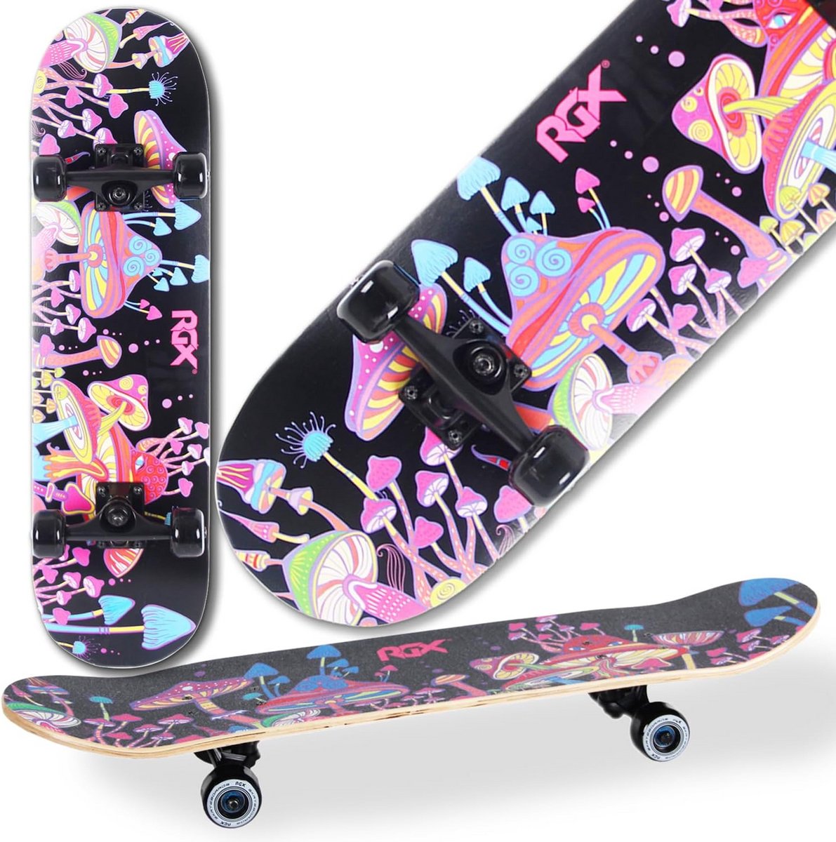 compleet skateboard voor beginners met dubbele kick 79x20 cm
