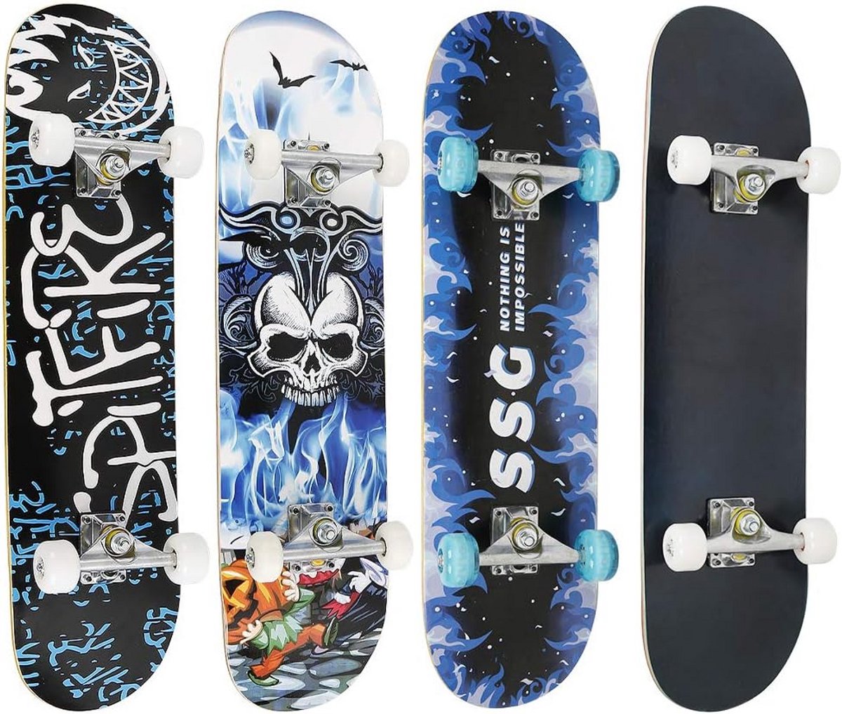 compleet skateboard voor kinderen en jongeren 7 lagen esdoorn beginners vanaf 8 jaar