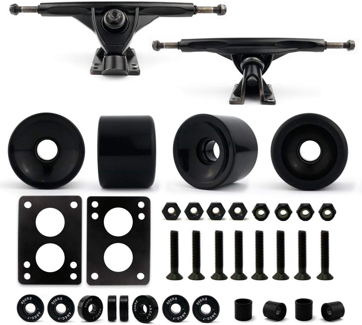 complete longboard skateboard set incl wielen trucks en lagers