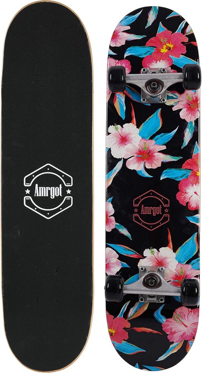 Complete Skateboard 80x20 cm voor Beginners, Kinderen en Volwassenen, 7-Laags Esdoornhout Skateonderdeel kopen online