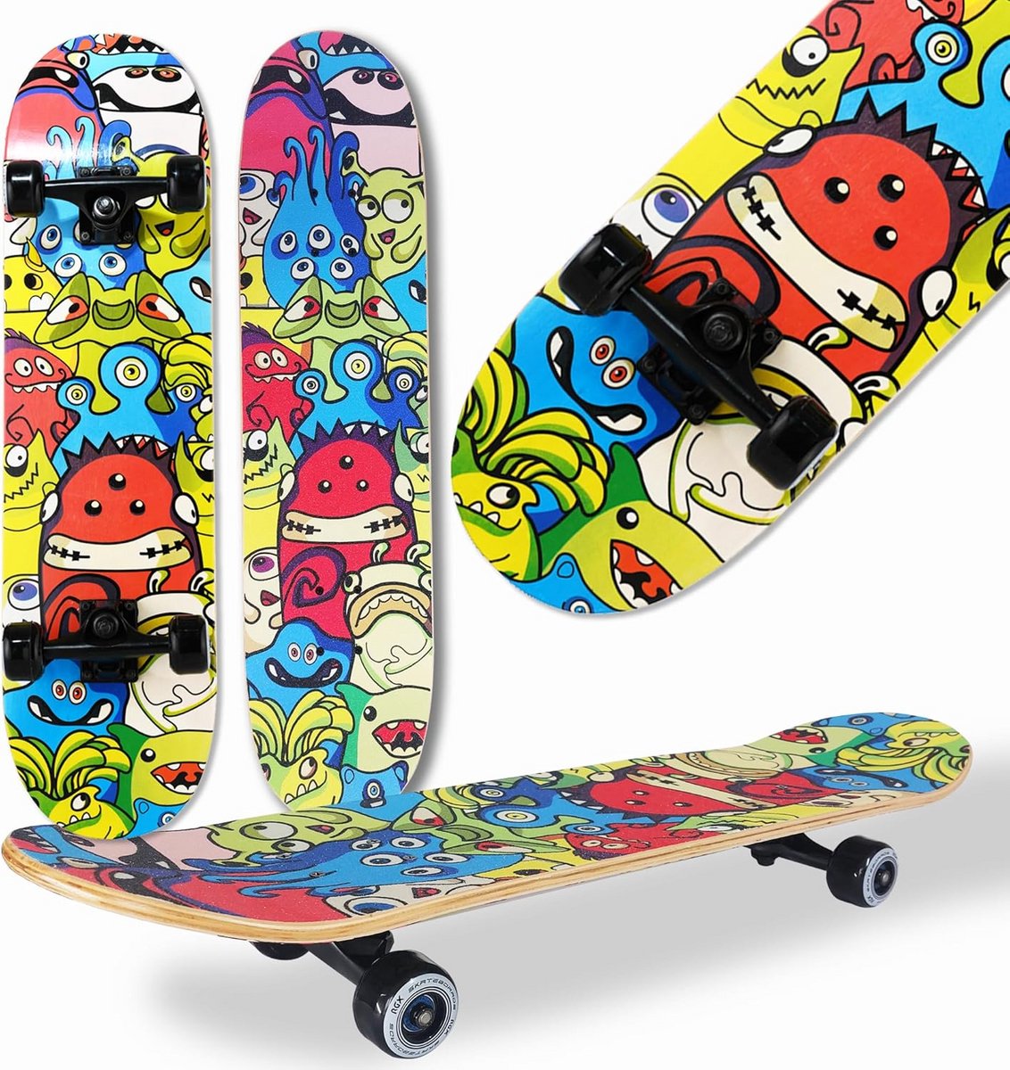 complete skateboard voor beginners en gevorderden 79x20 cm houten longboard met dubbele kick