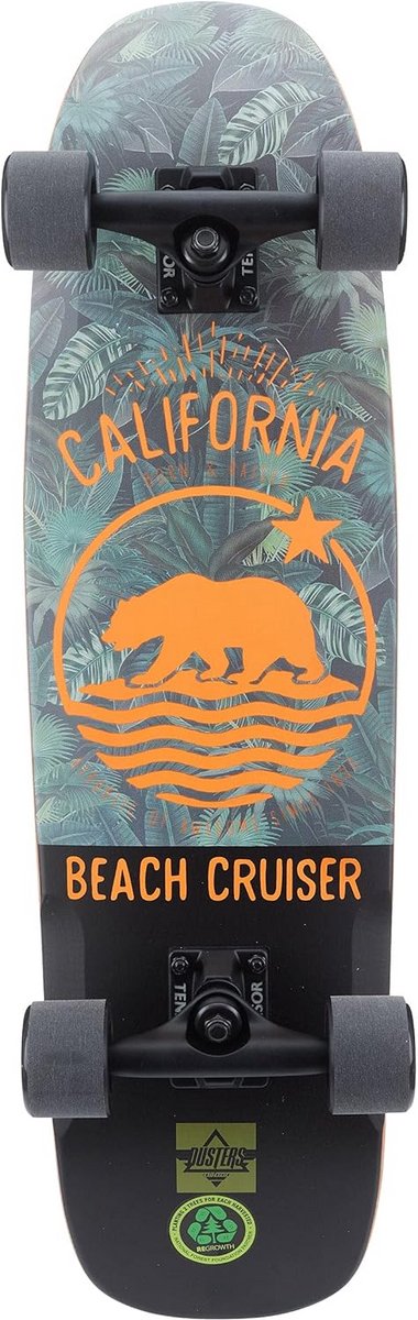 cruiser skateboard 29 inch groen tropisch patroon