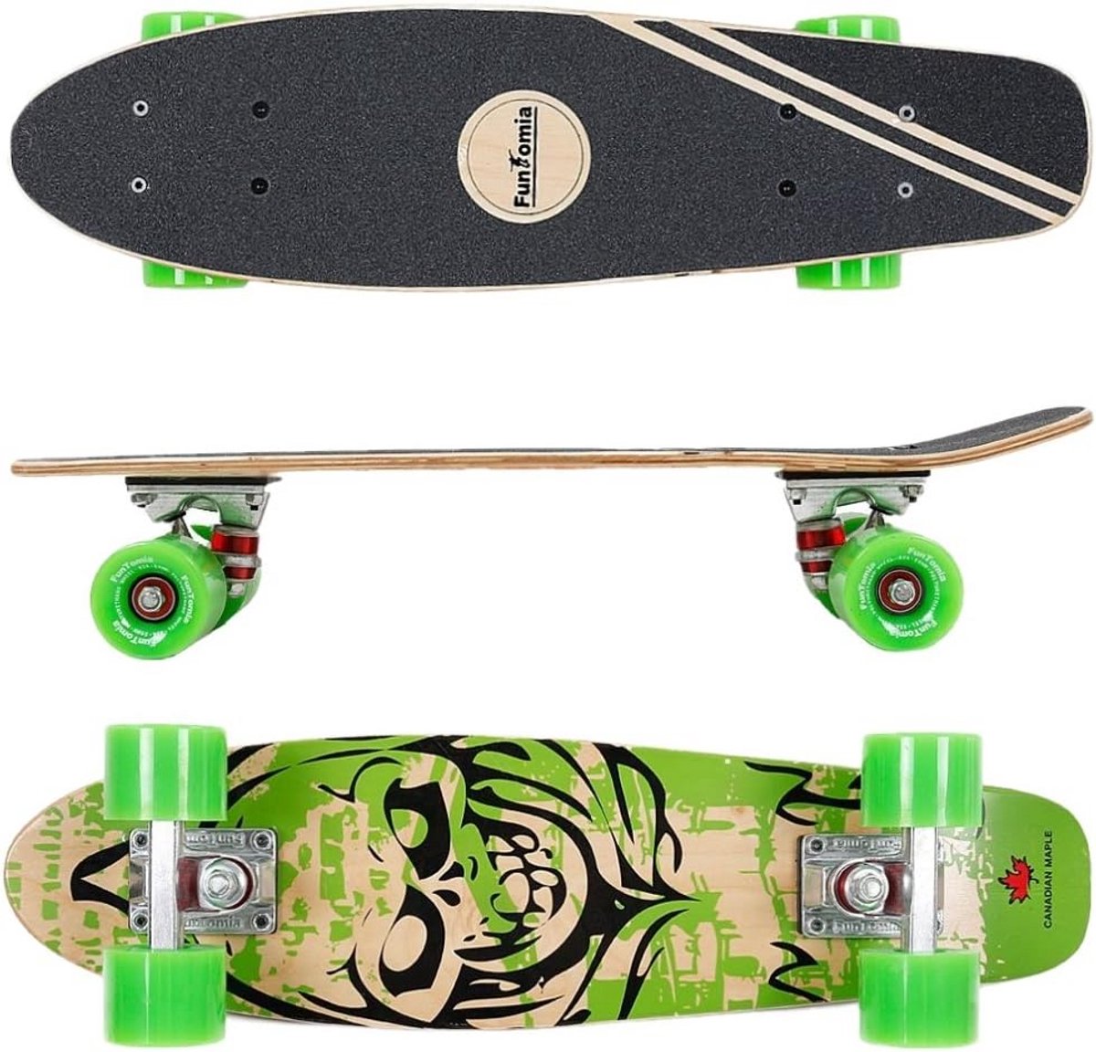 cruiser skateboard 57cm 7 lagen canadees esdoornhout incl abec 11 lagers