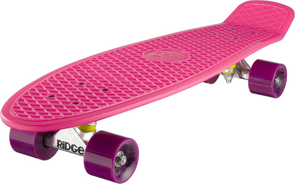 cruiser skateboard 69cm roze paars flexibel deck en zachte wielen