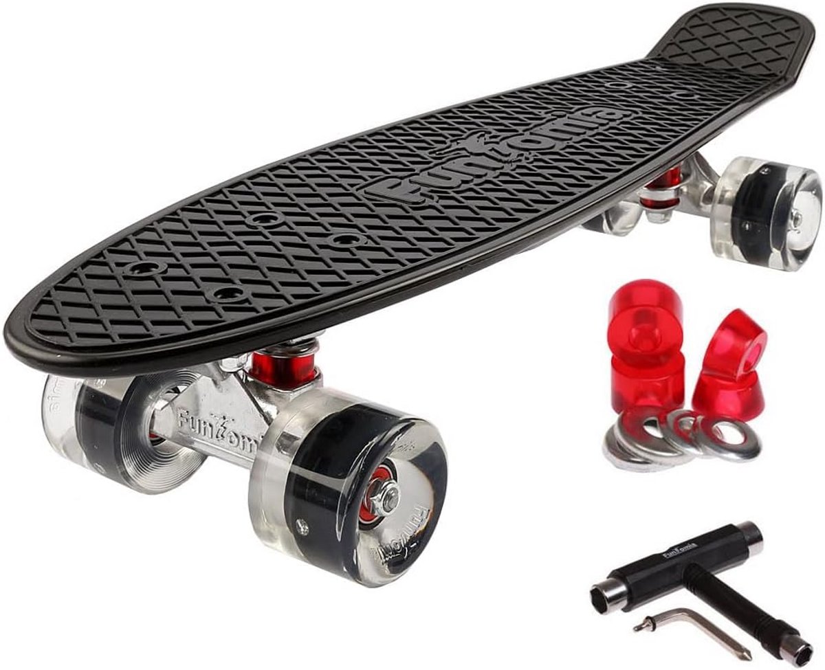 cruiser skateboard mini board 57 cm met led wielen aluminium trucks