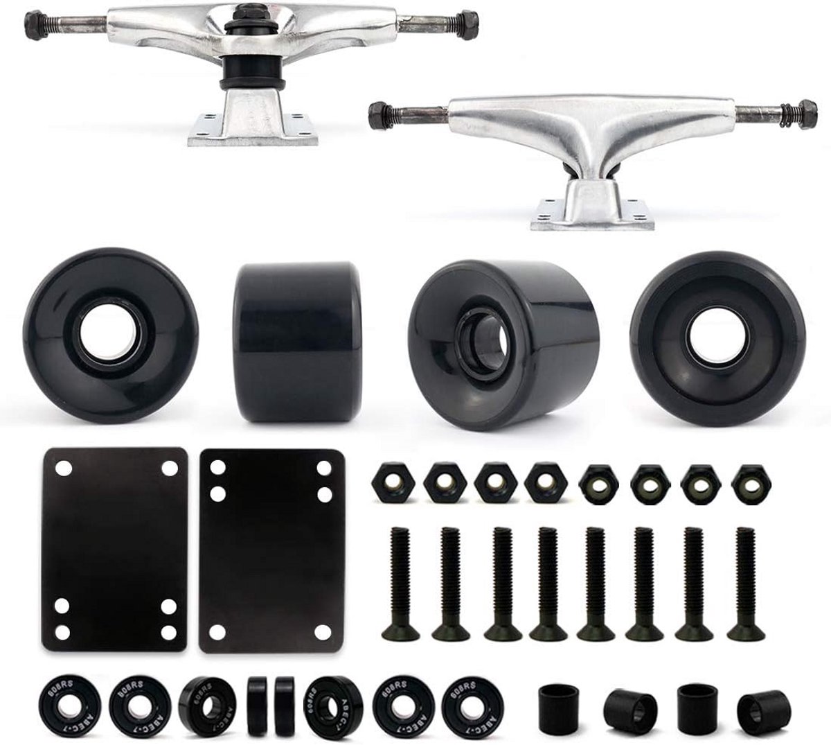 cruiser skateboard truck en wiel set met lagers schroeven en riser pads