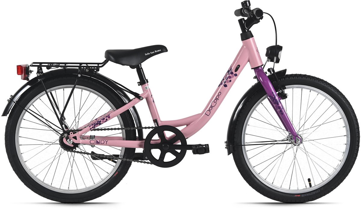 DaCapo kinderfiets 20" Cindy roze 1 versnelling FH 27 cm met verlichting – vanaf 6 jaar Kinderfiets kopen online