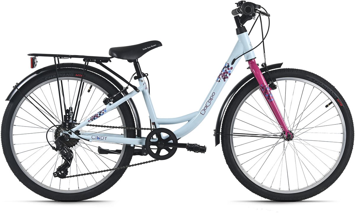 DaCapo kinderfiets 24" Cindy blauw 7 versnellingen framemaat 32 cm – vanaf 8 jaar Kinderfiets kopen online