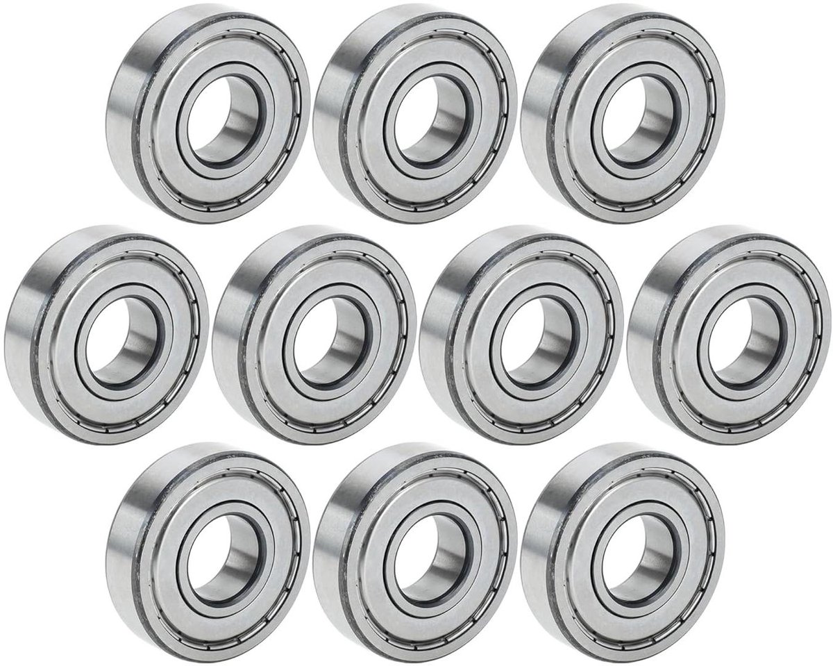 diepe groefkogellagers 6305zz p6 25x62x17mm gesmeerde lagers dubbele metalen afdichting zilverkleurig scooter skateboard wiel pak van 10