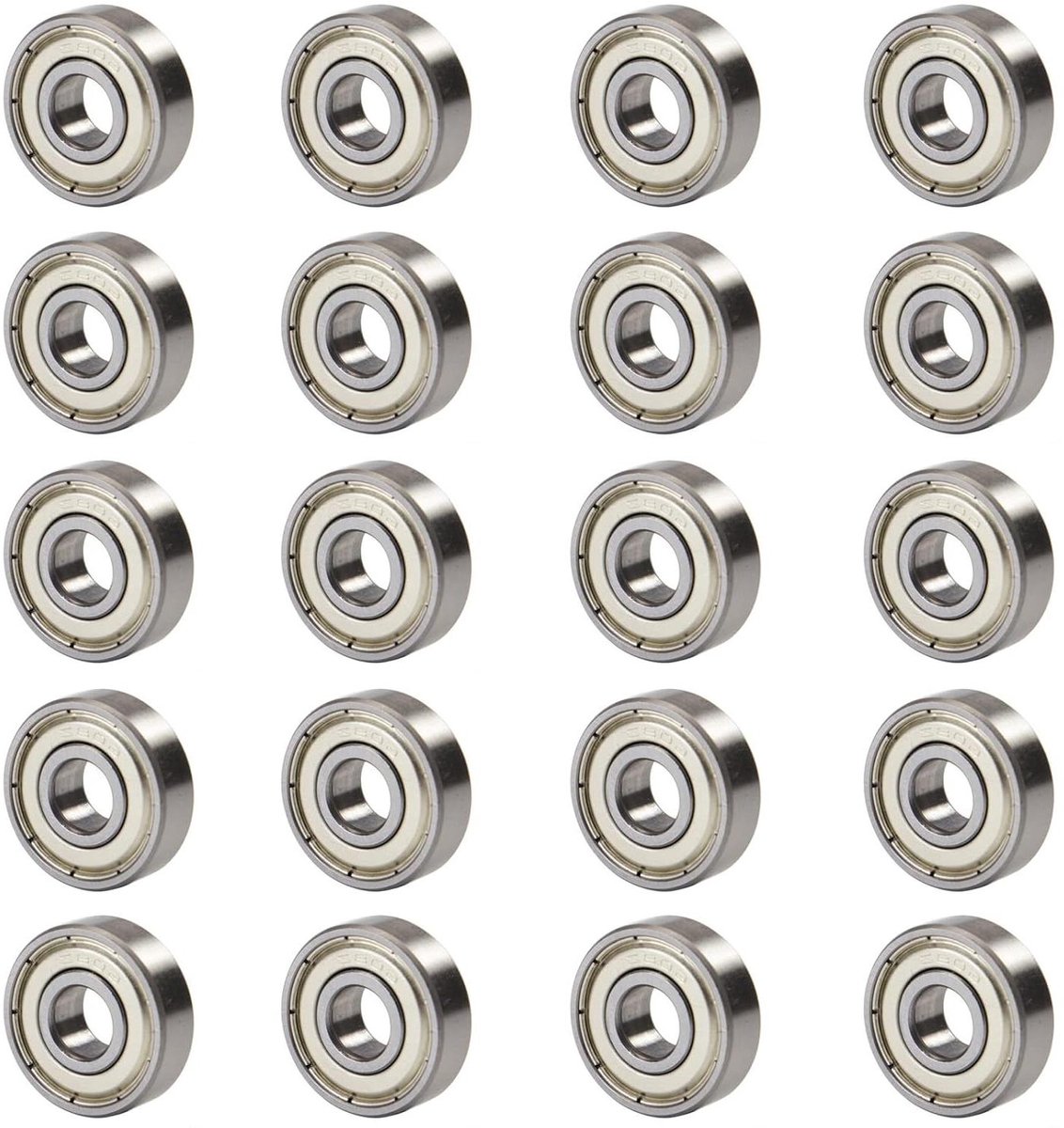 diepgroefkogellagers set van 20 stuks voor 3d printers skateboards en rolschaatsen miniatuur radiale kogellagers in zilver duurzaam en veelzijdig inzetbaar