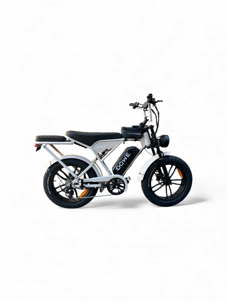 Dowe H10 Elektrische Fatbike - 250W - 25Km/h – beige | NFC | 17,5Ah accu - 100% legaal - zonder gashendel - beige fatbike - Rijklaar - Range 60-100 KM Fiets (elektrisch) kopen online