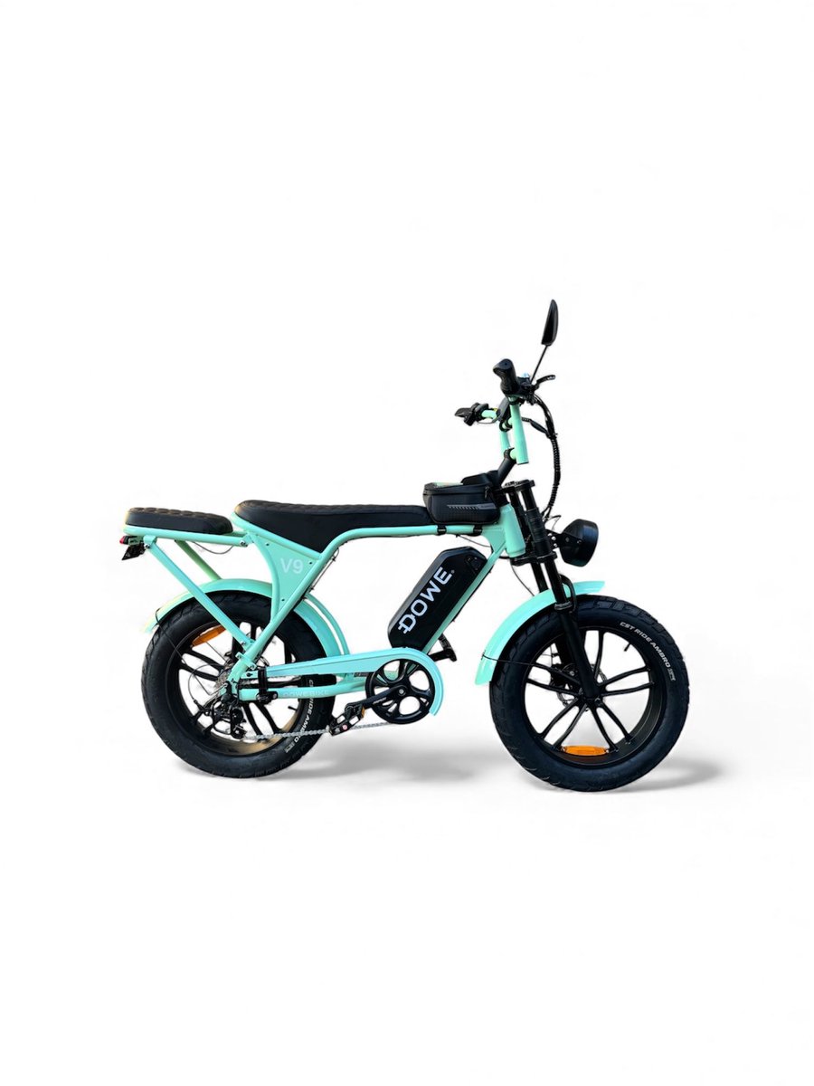dowe v9 elektrische fatbike mint groen 250w 25 km h nfc 17 5ah accu zonder gashendel 100 legaal mint groene fatbike 2026 rijklaar range 60 100km