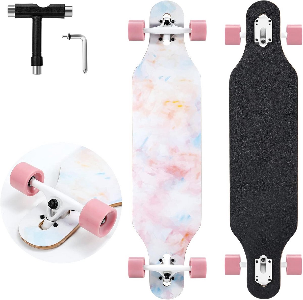 drop through longboard compleet 41 inch 9 laags maple cruiser skateboard voor volwassenen tieners