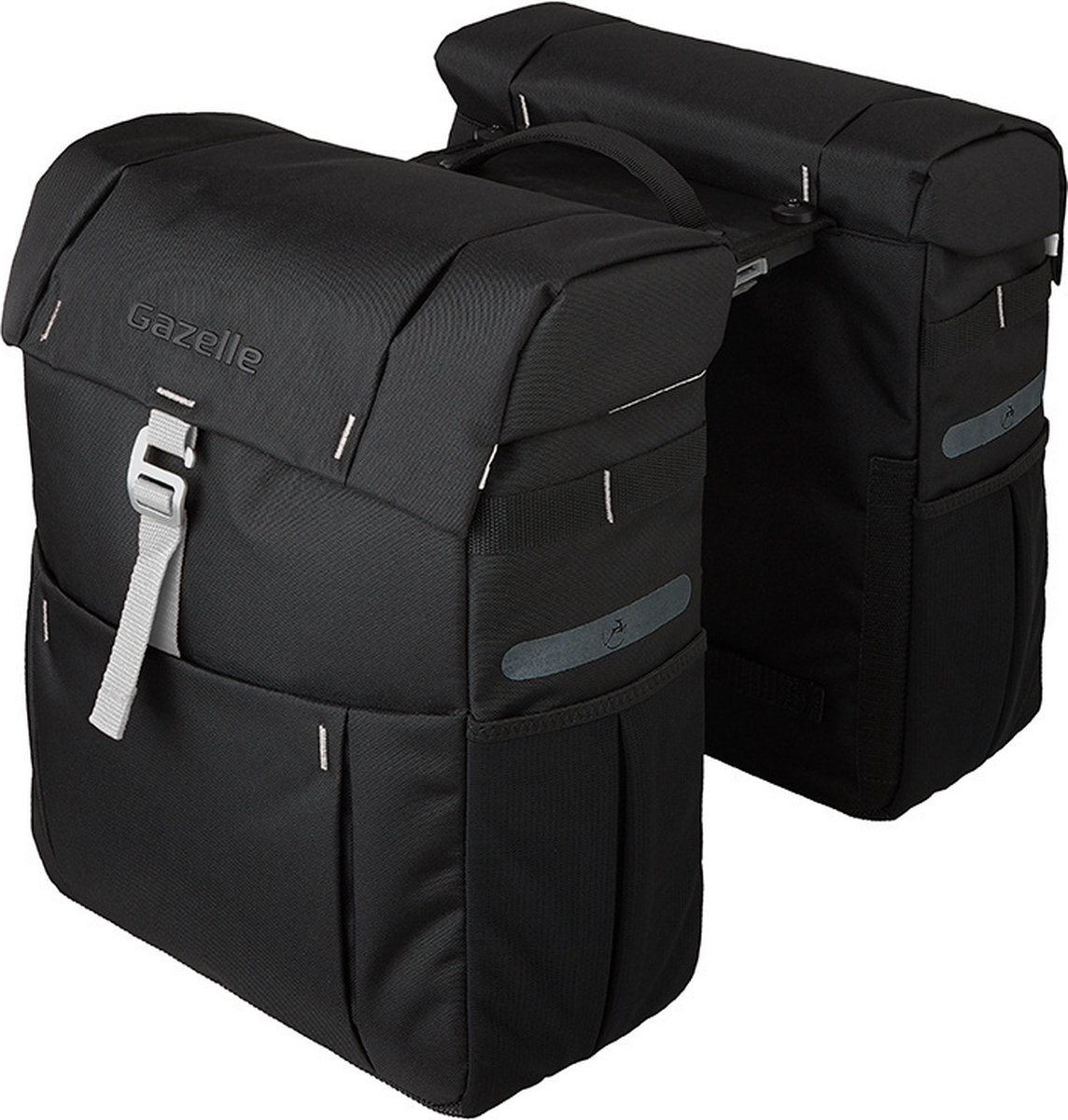 dubbele fietstas gazelle met mik adapter zwart olijf