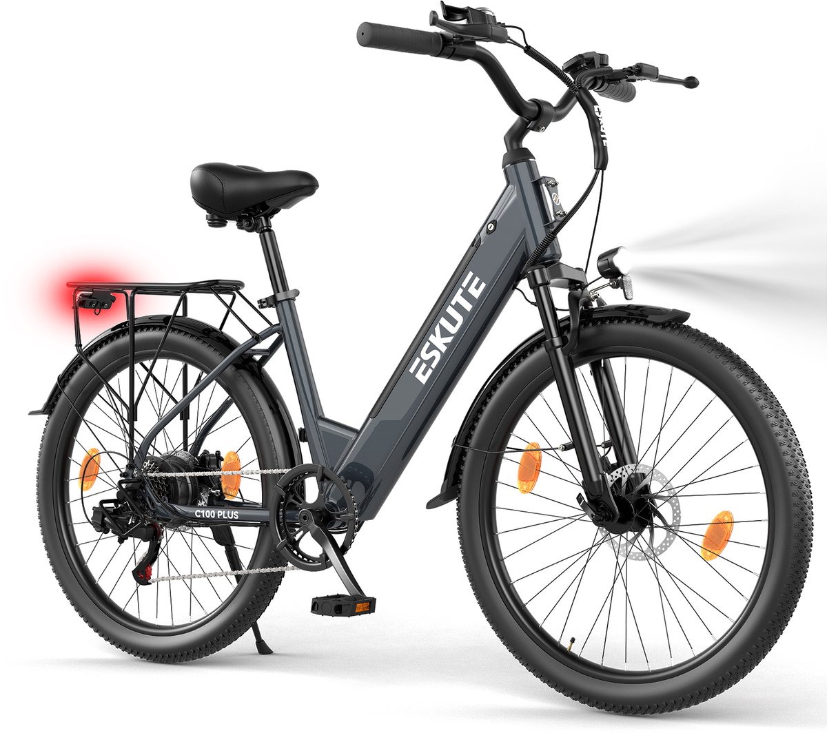E-bike - 26 inch elektrische fiets - E-stadsfiets 250W achtermotor - 36V 13Ah verwisselbare accu - tot 100km - LCD-display - lage instap E-stadsfiets - voor dames en heren volwassenen - Blauw Fiets (elektrisch) kopen online