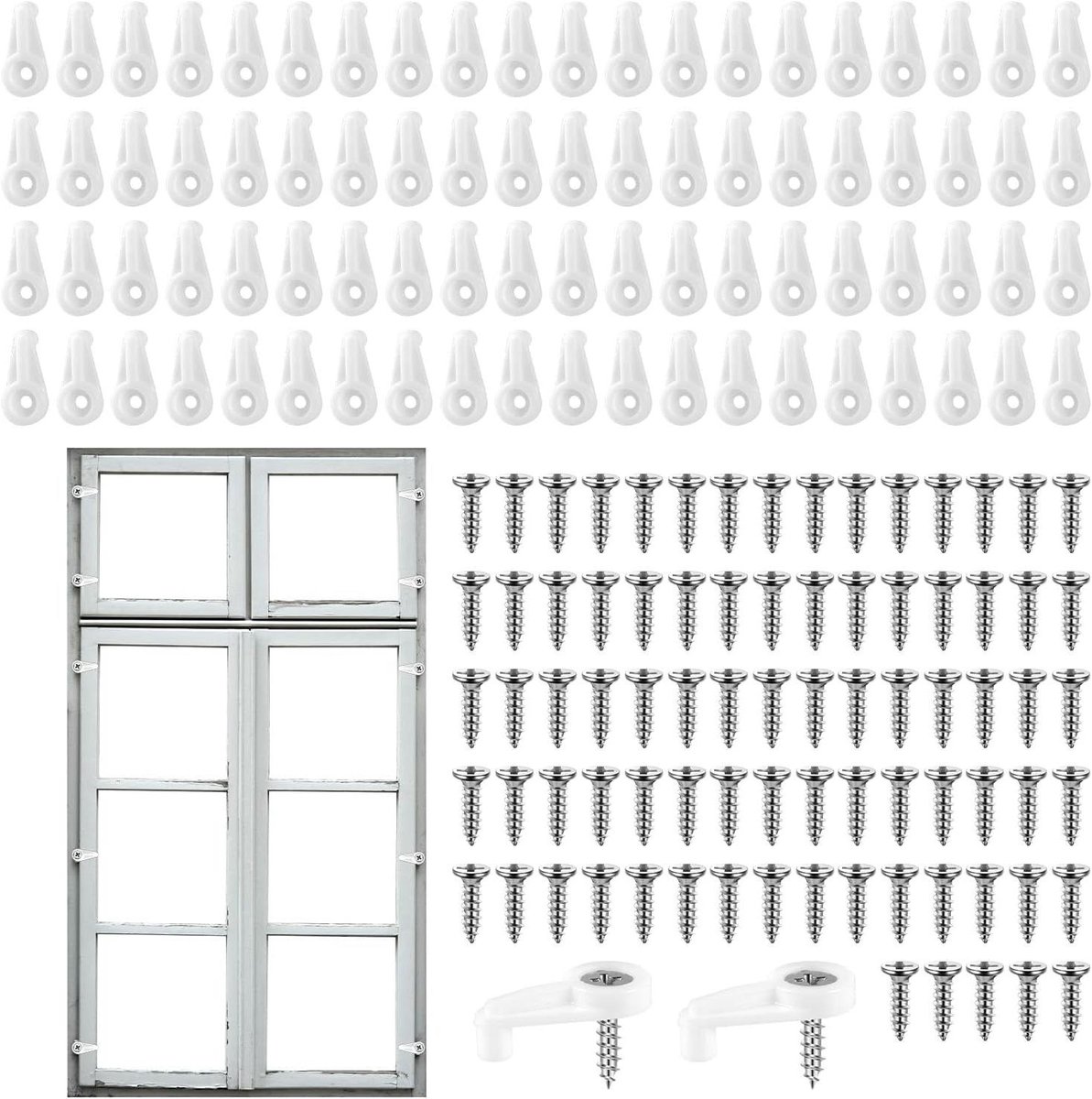 eamber stormraamklemmen bevestigingsmateriaalset voor ramen deuren en kasten 80 stuks wit