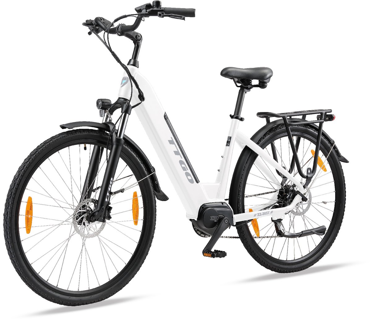 elektrische fiets ttgo zz 28st 250w bafang motor 36v20ah batterij 700c 45c band shimano 9 versnellingen hydraulische schijfrem wit