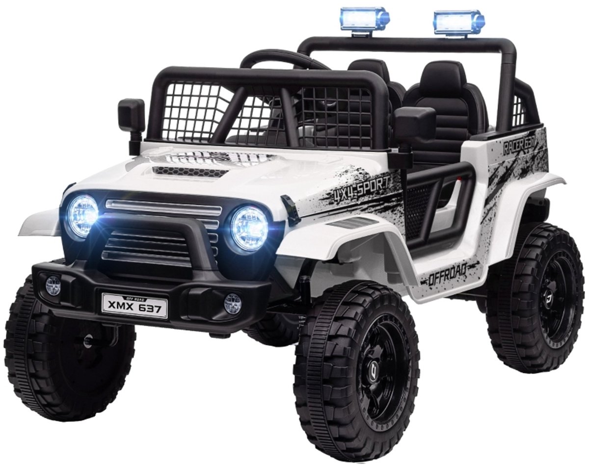 elektrische kinderauto 12v 2 4 ghz afstandsbediening 3 snelheidsstanden met muziek en verlichting geschikt 3 6 jaar wit design