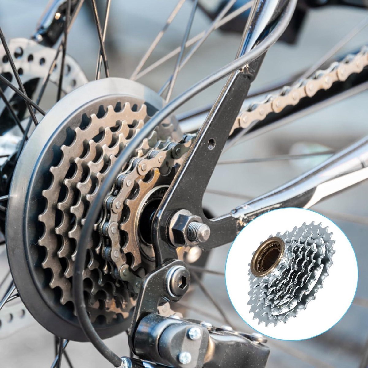 Fietsketting 7 versnellingen - Onderhoudsvrij - Roestbestendig - Mountainbike - Duurzaamheid - Fietsaccessoire - Origineel ontwerp - Geschikt voor diverse fietsen - Zwart Fiets kopen online