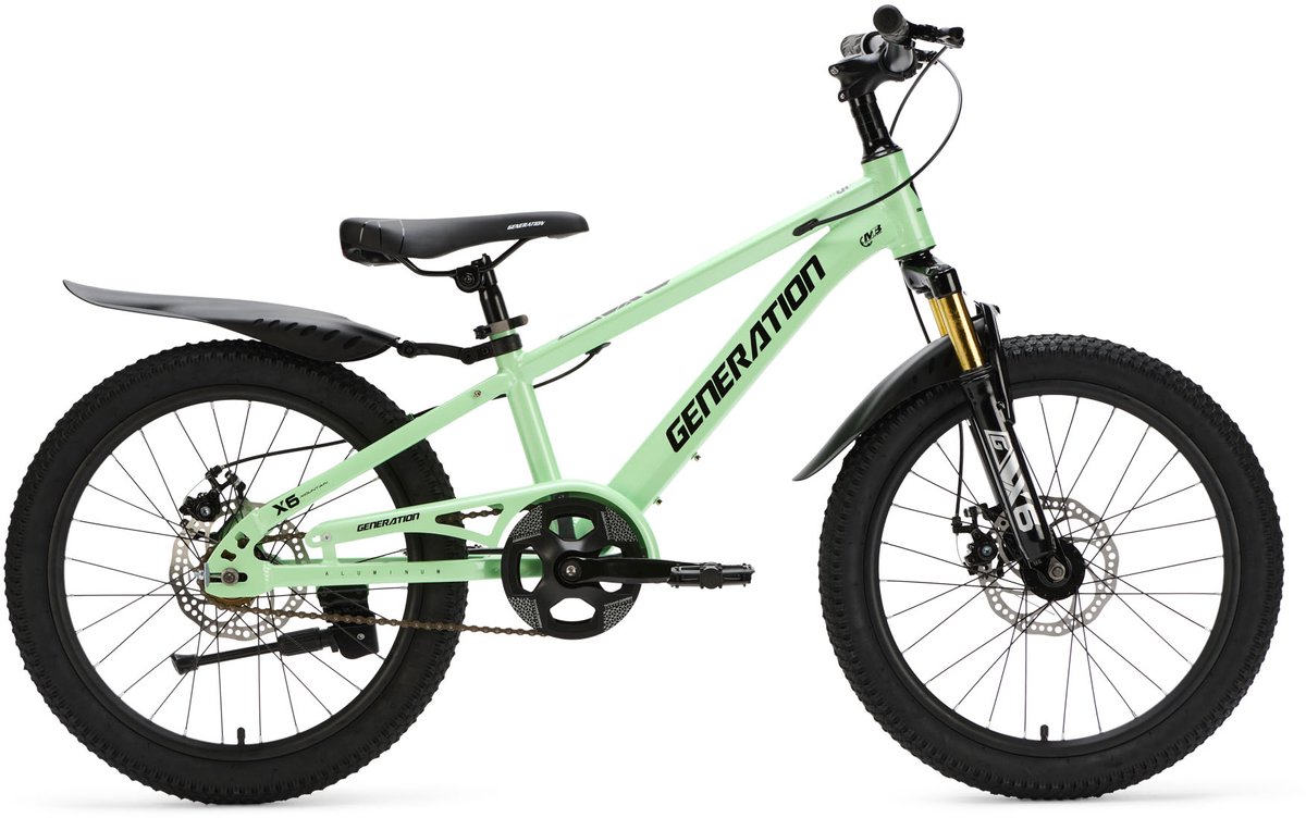 generation x6 20 inch mintgroen kinderfiets met spatborden