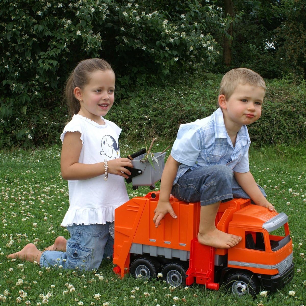 Grote Afvalwagen Model 65 cm - Speelgoed Vuilniswagen met 3 Assen en Prullenbakken Speelgoedkruiwagen kopen online